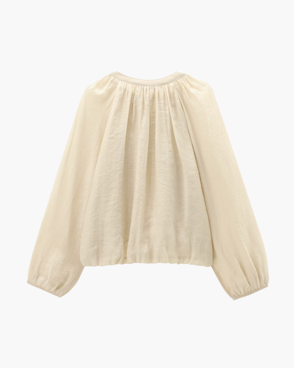 Vintage O-hals Blouse met Rits en Ballonmouwen voor Dames