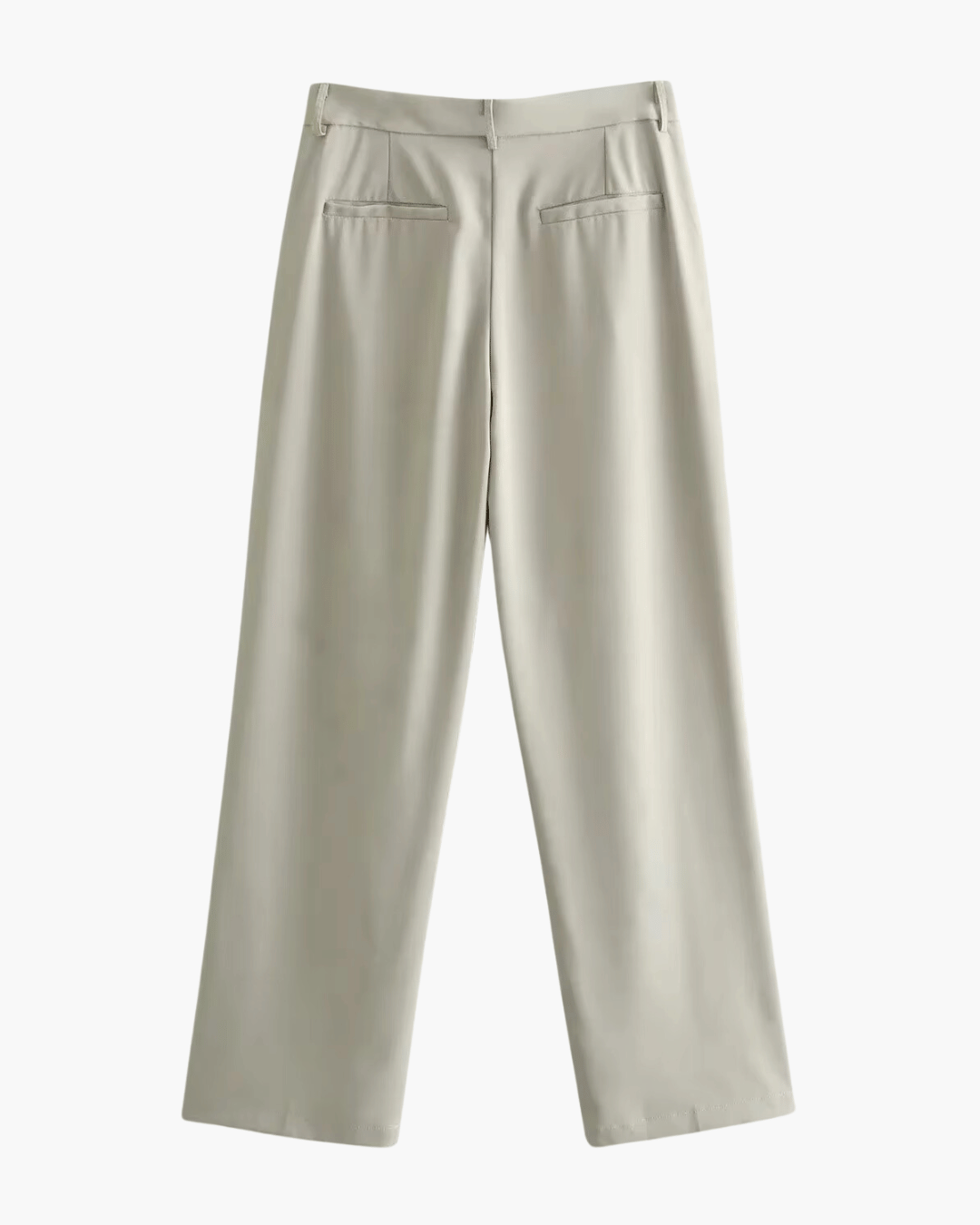 Vintage Beige Casual Pantalon met Hoge Taille voor Dames