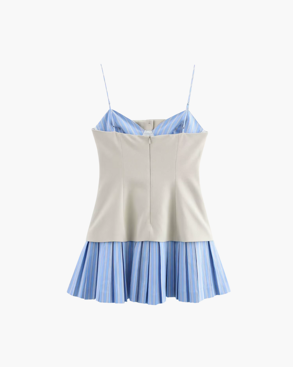 Elegante Geplooide Mini Jurk met Strepen en Sling voor Dames