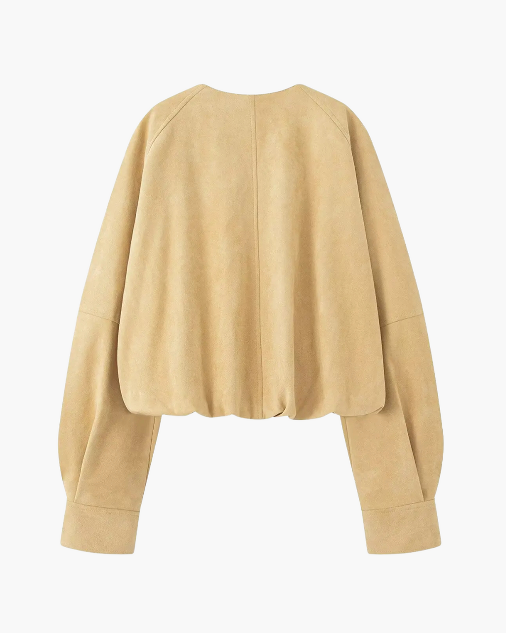 Korte Damesjas – Effen O-hals Jas met Knopen & Zijzakken