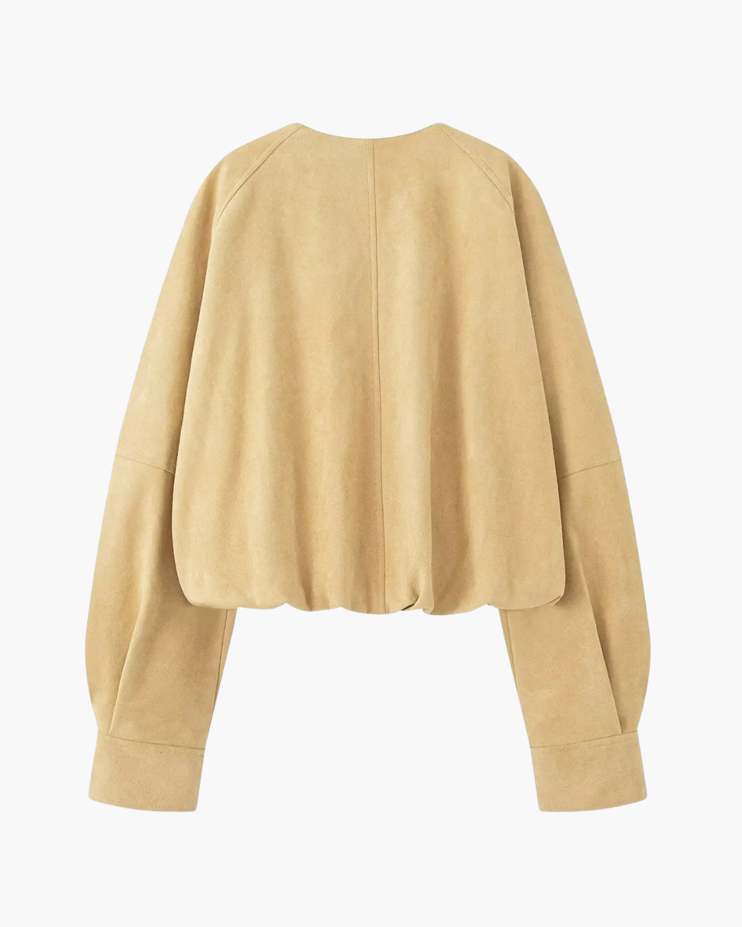 Korte Damesjas – Effen O-hals Jas met Knopen & Zijzakken