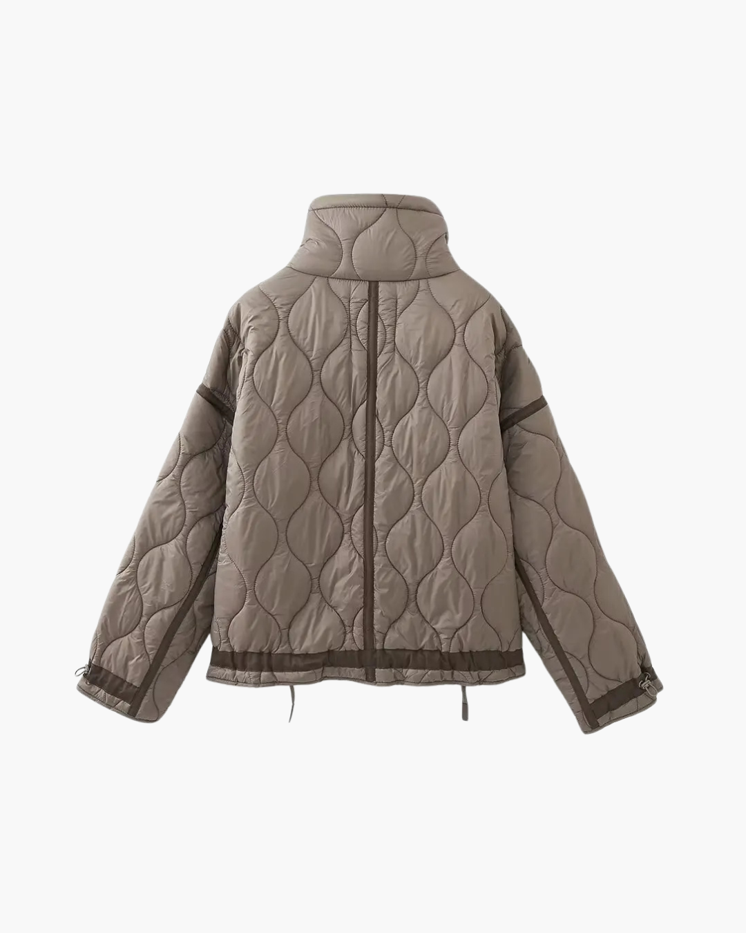 Katoenen Winterjas  met Trekkoord en Hoge Kraag voor Dames