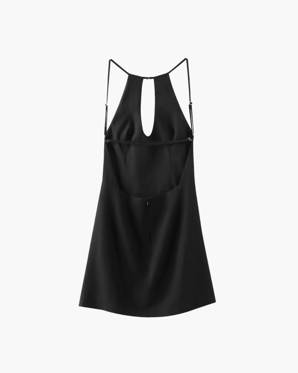 Mouwloze Open Rug Zwarte Halter Mini Jurk voor Dames