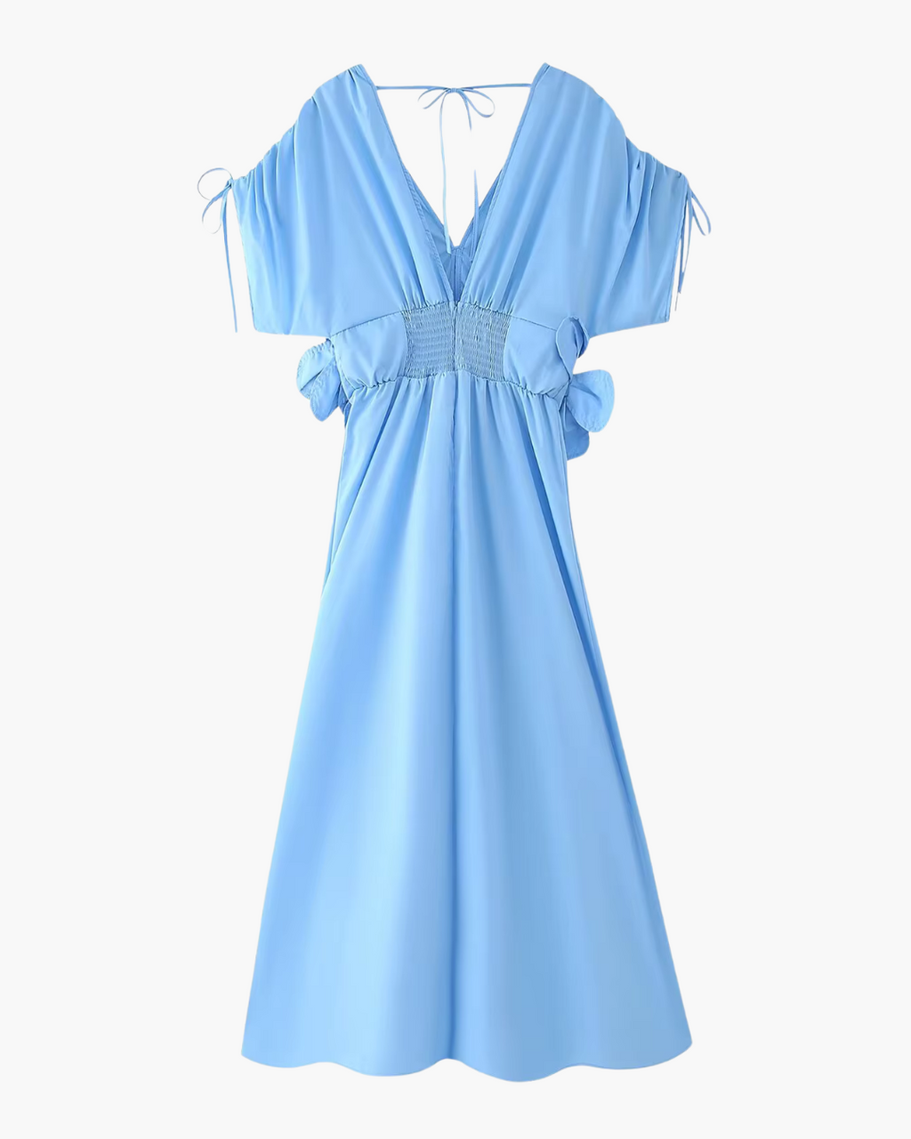 V-hals Zomerjurk met 3D Bloemen en Korte Mouwen voor Dames