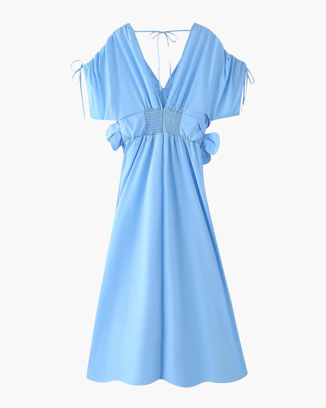 V-hals Zomerjurk met 3D Bloemen en Korte Mouwen voor Dames