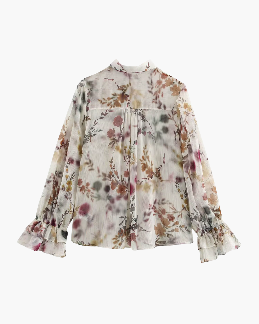 Vintage Bloemenprint Blouse met Flare Mouw voor Dames