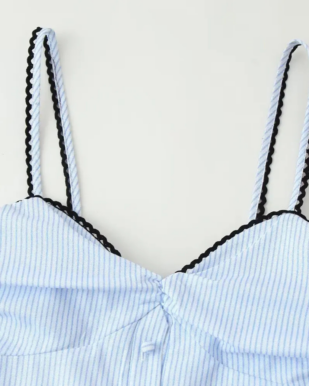 Gestreepte Geplooide Midi Jurk met Kant en V-hals voor Dames