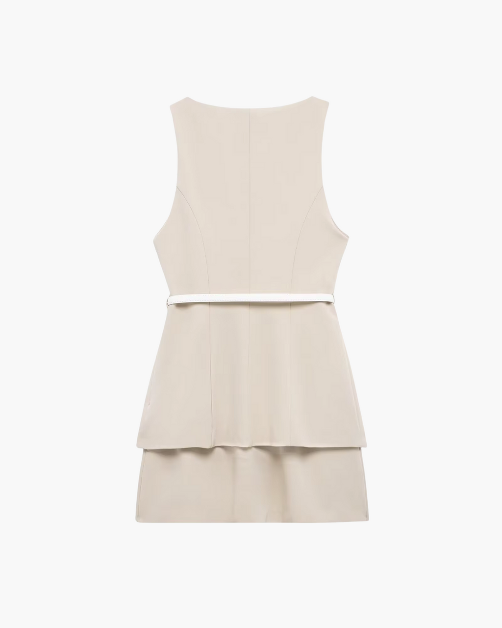 Elegante Mouwloze Mini Jurk met Riem en O-Hals voor Dames