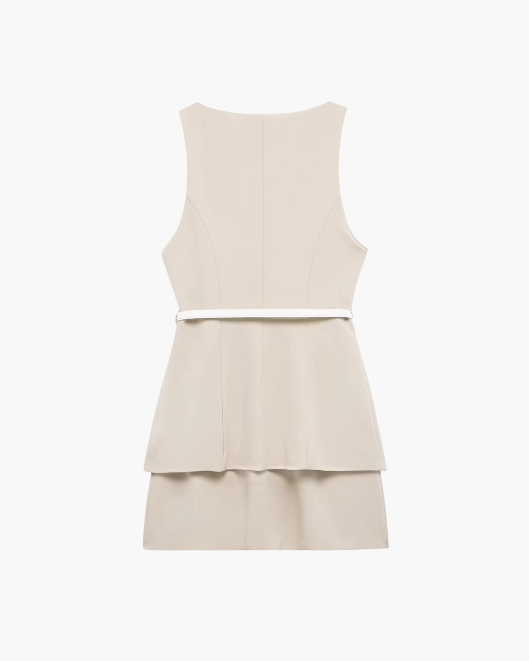 Elegante Mouwloze Mini Jurk met Riem en O-Hals voor Dames