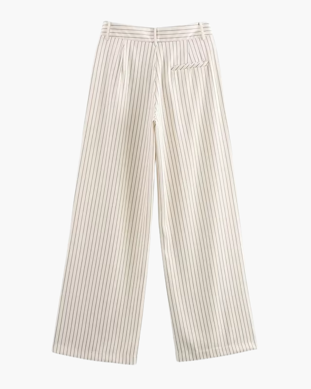 Gestreepte Crème Hoge Taille Broek voor Dames