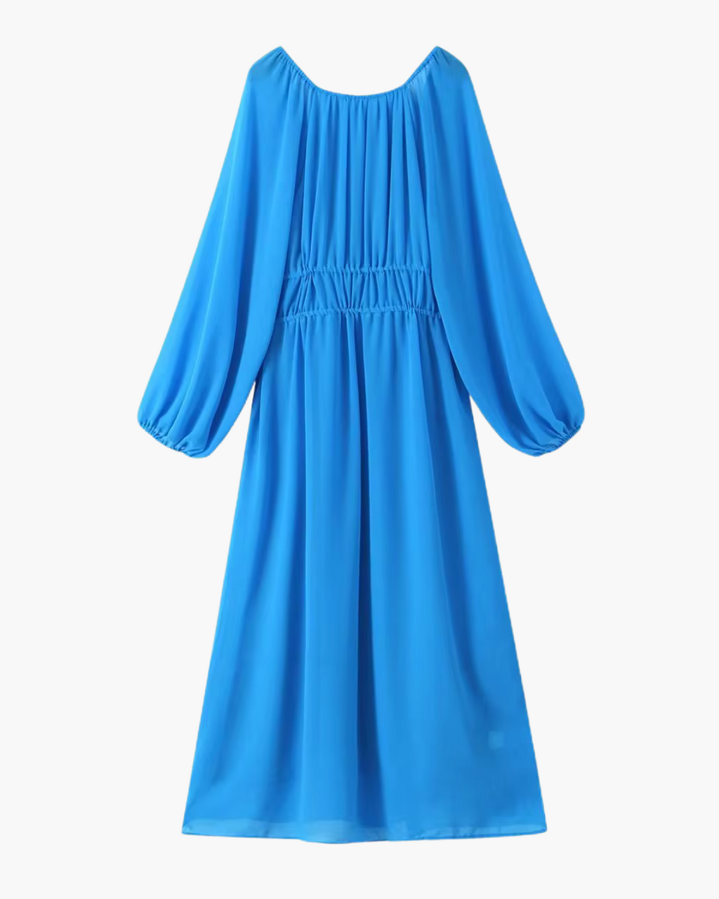 Chiffon V-Hals Jurk met Lantaarnmouwen en Ruches voor Dames