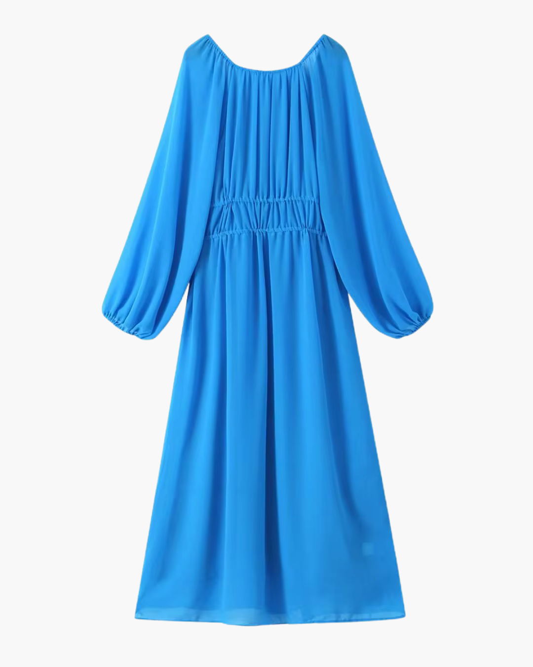 Chiffon V-Hals Jurk met Lantaarnmouwen en Ruches voor Dames