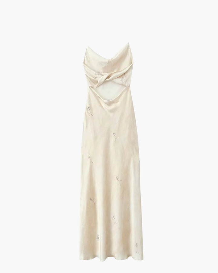 Elegante Satijnen Halterjurk met Open Rug voor Dames