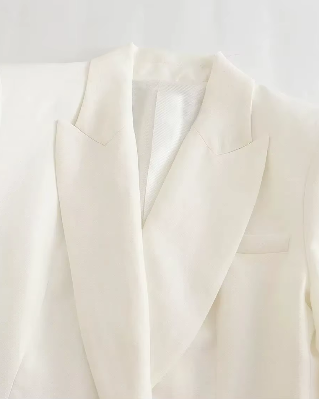 Vintage Luxe Witte Blazer, Gilet en Broek set voor Dames
