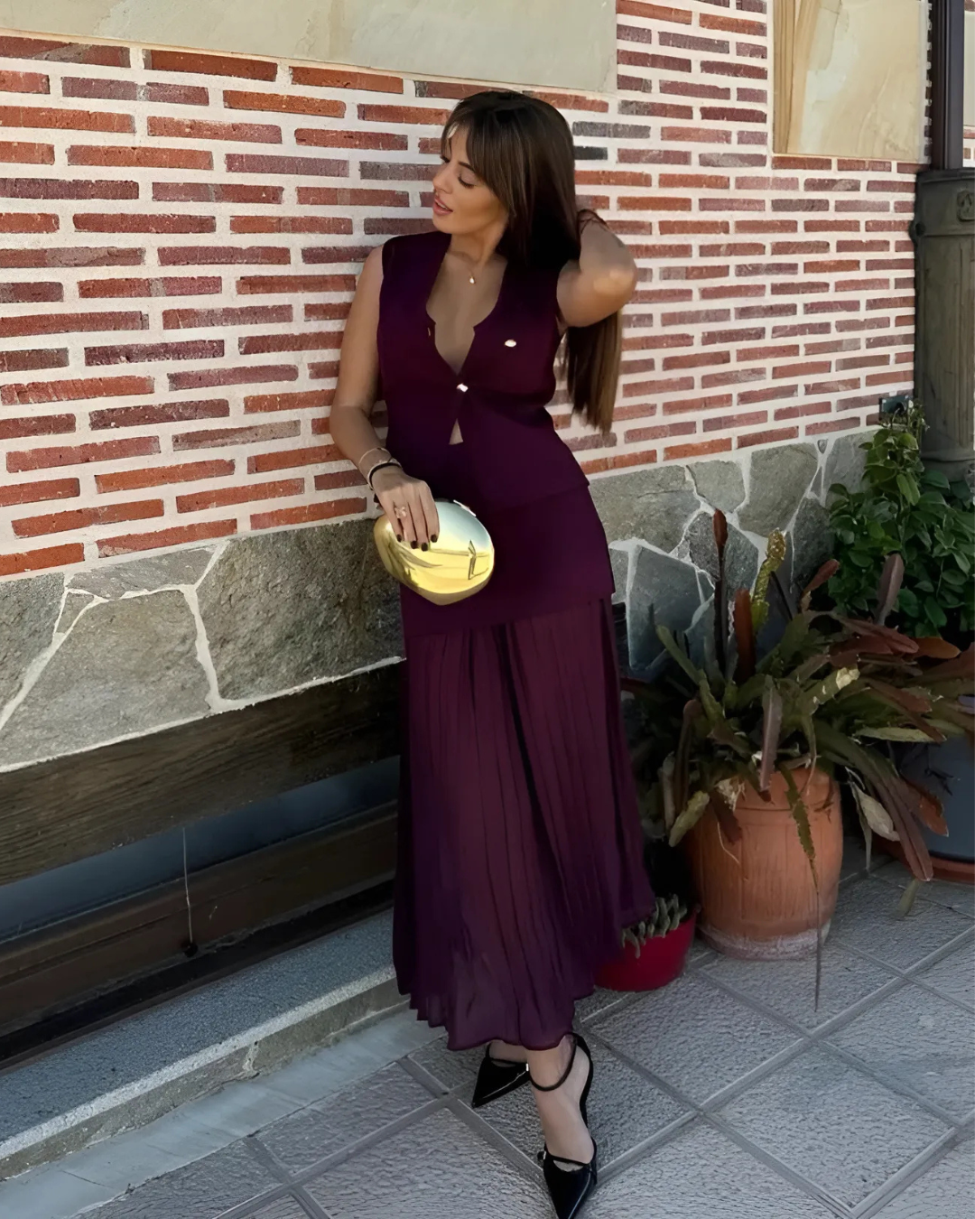 Elegante Vintage Vest en Rok Set voor Dames