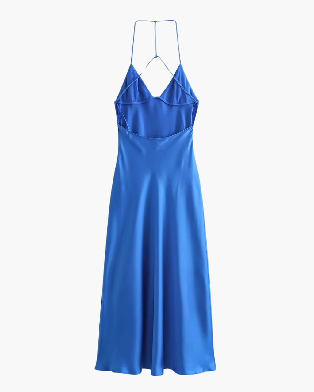 Satijnen V-Hals Midi Jurk met Dunne Bandjes voor Dames