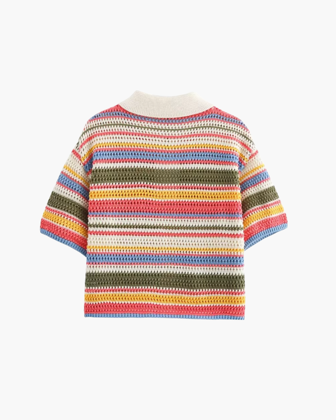 Trendy Gestreepte Gehaakte Crop Trui voor Dames