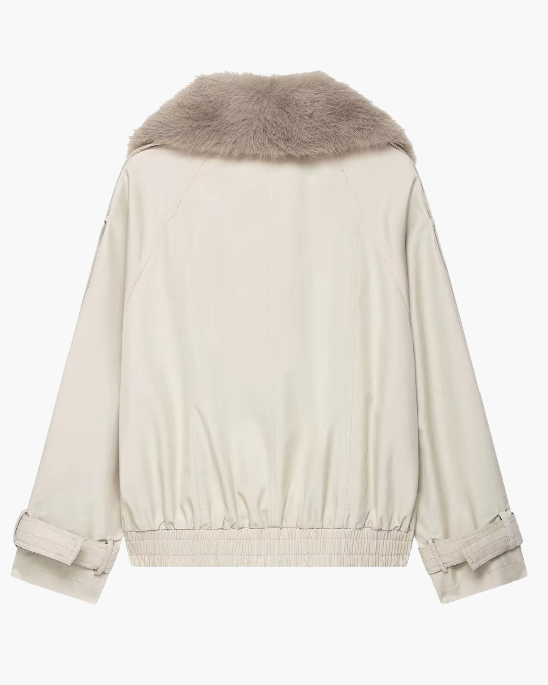 Korte Herfst Trenchcoat met Bontkraag voor Dames