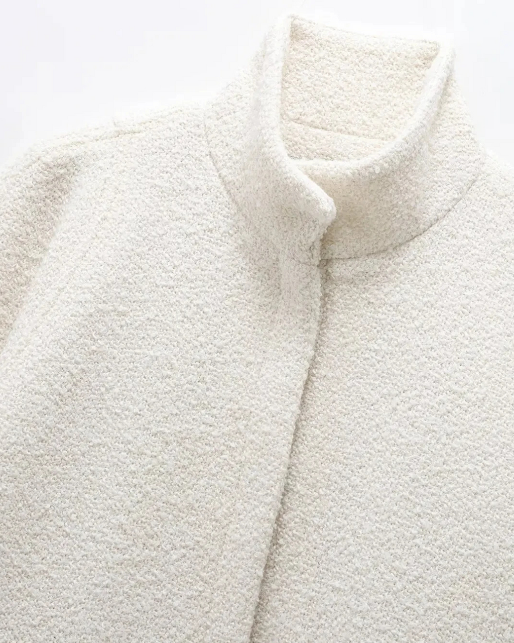 Wollen Cape met Opstaande Kraag en Verborgen Knopen voor Dames