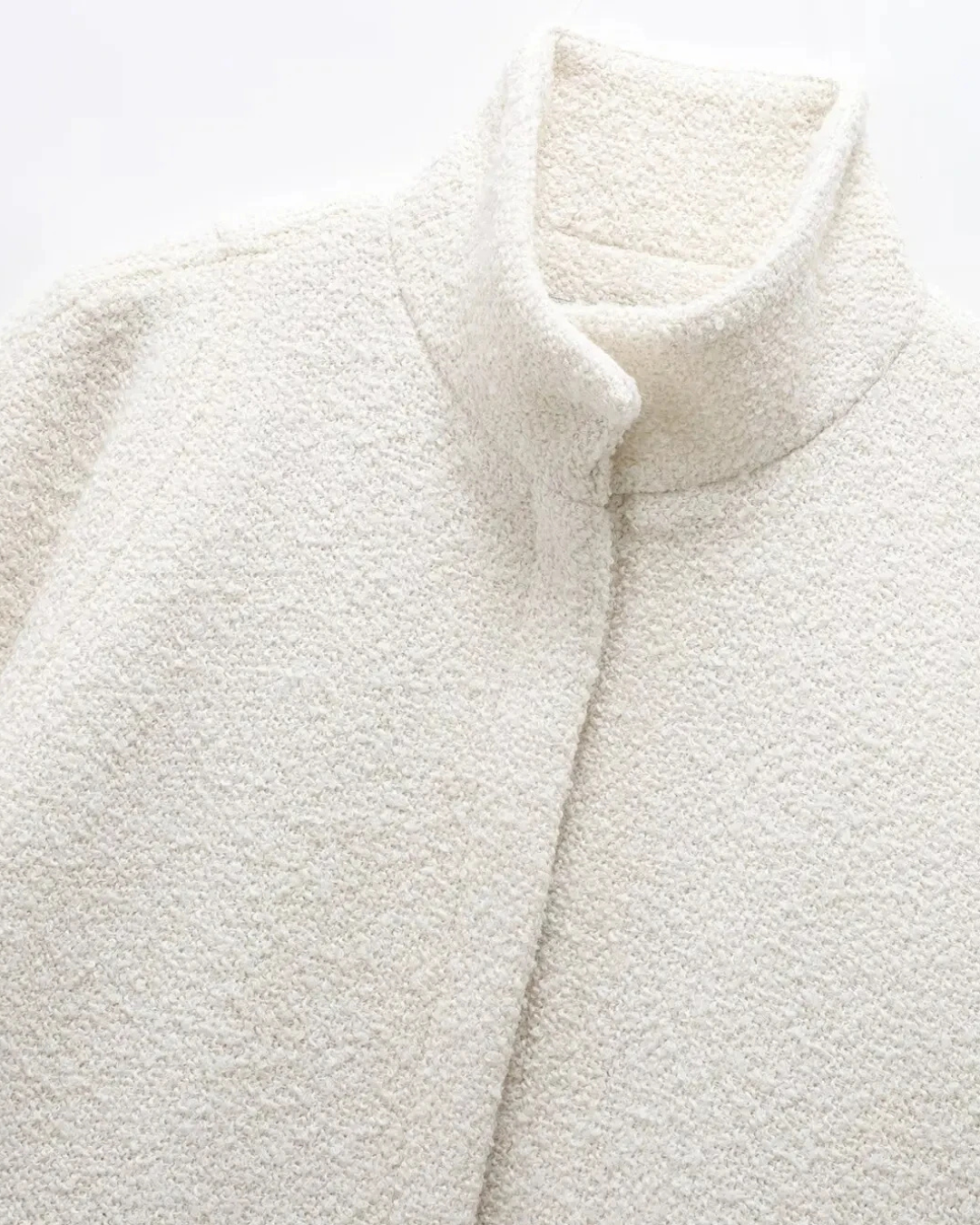 Wollen Cape met Opstaande Kraag en Verborgen Knopen voor Dames