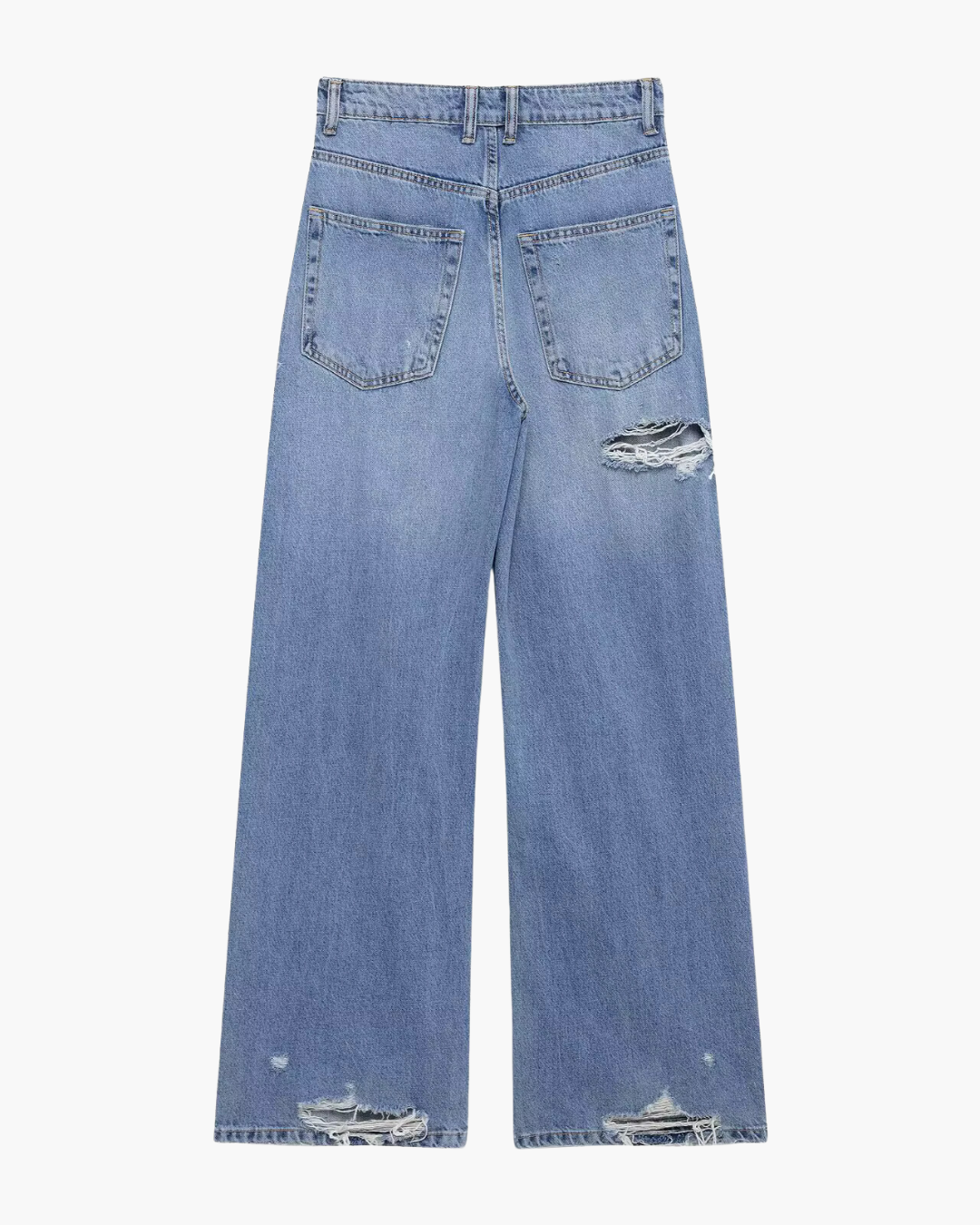 Gescheurde Denim Jeans met Hoge Taille voor Dames