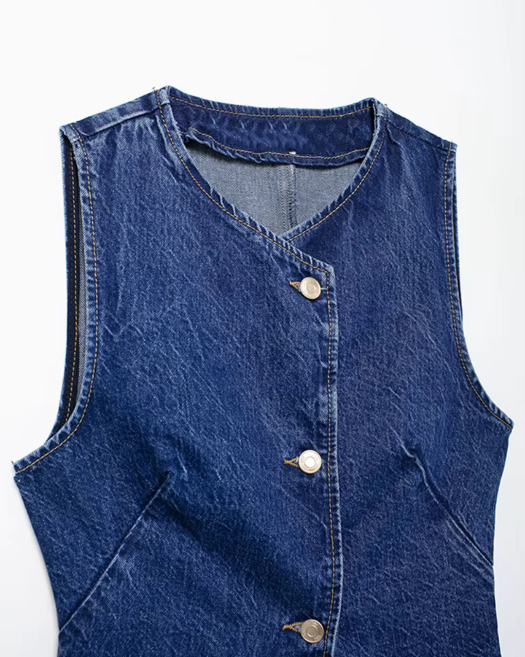 Tweedelige Denim Set met V Hals Top en Broek voor Dames