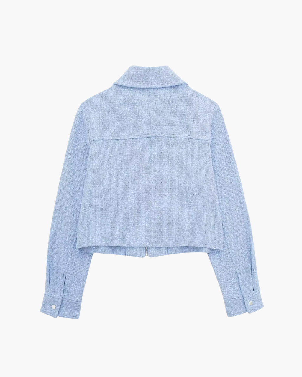 Chique Korte Jas met Rits en Zakken in Blauw voor Dames