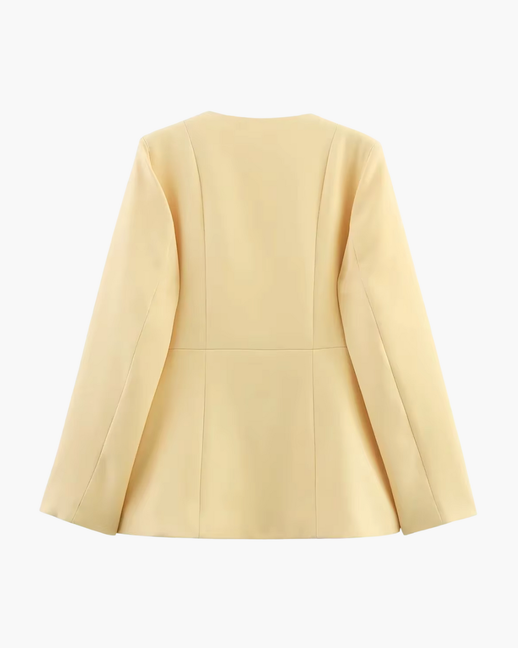 Casual Botergeel Jasje met O-Hals en Knoopjes voor Dames