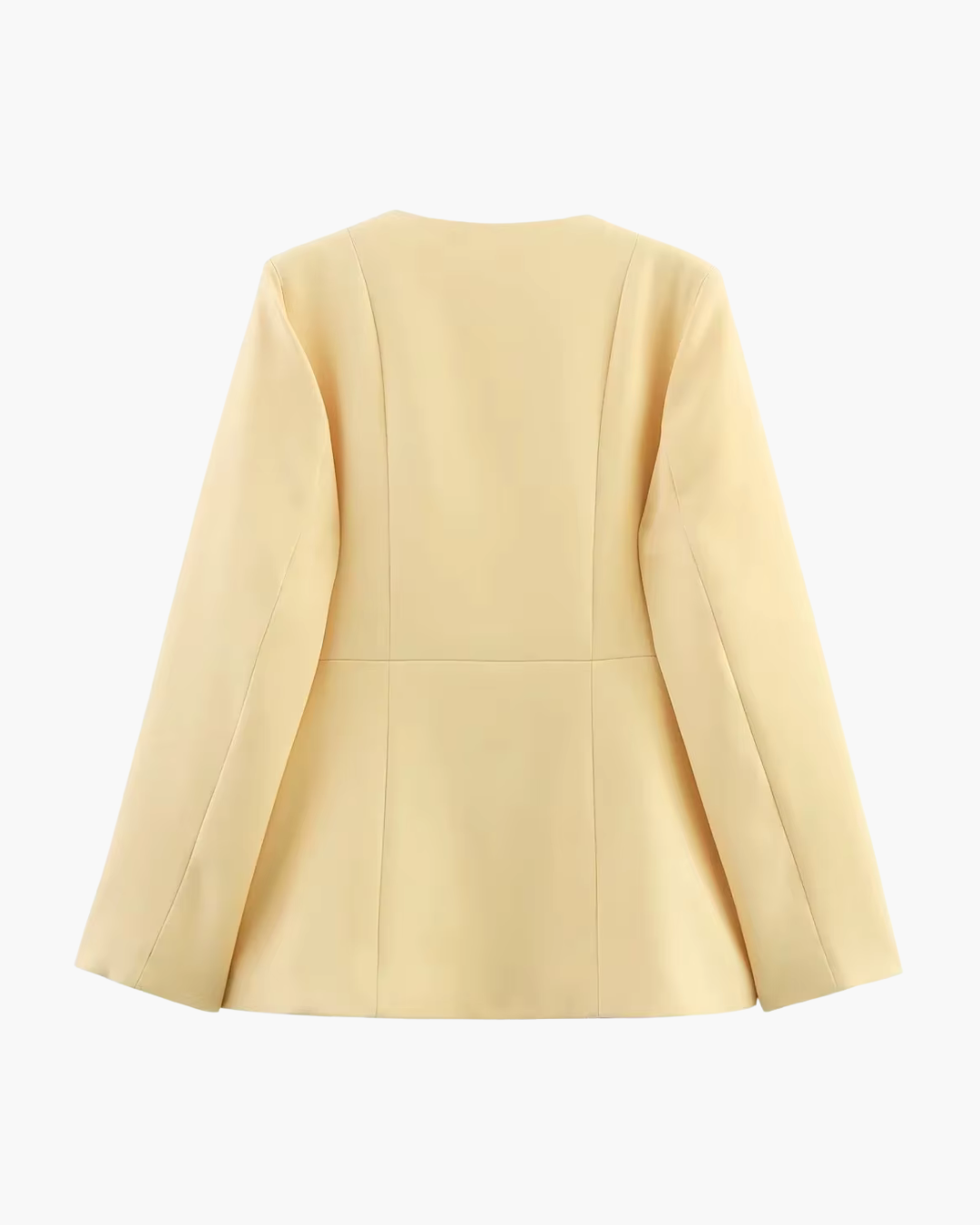 Casual Botergeel Jasje met O-Hals en Knoopjes voor Dames