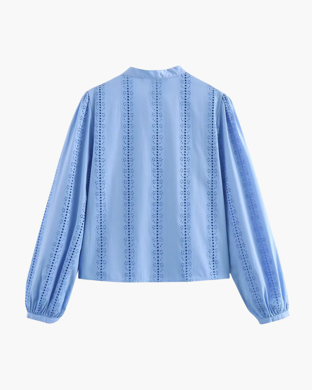 Geborduurd Overhemd met Veters en Pofmouwen voor Dames