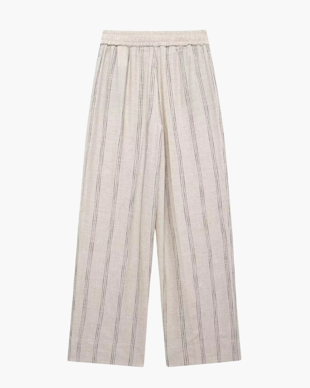 Linnen Beige Luchtige Comfortabele Gestreepte Broek voor Dames
