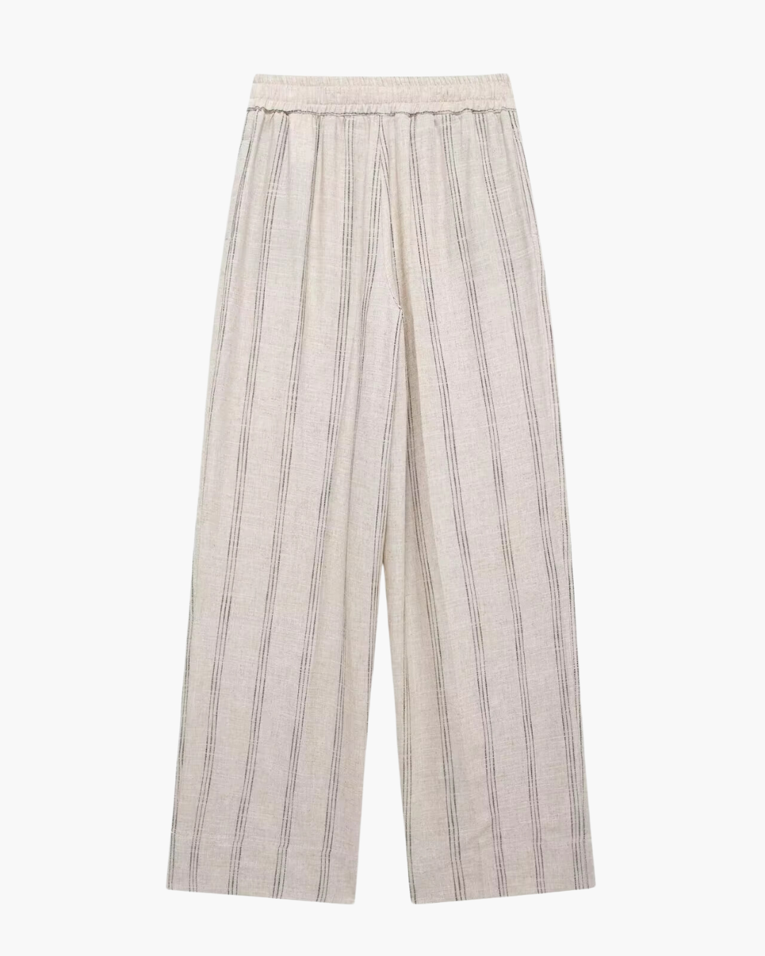 Linnen Beige Luchtige Comfortabele Gestreepte Broek voor Dames