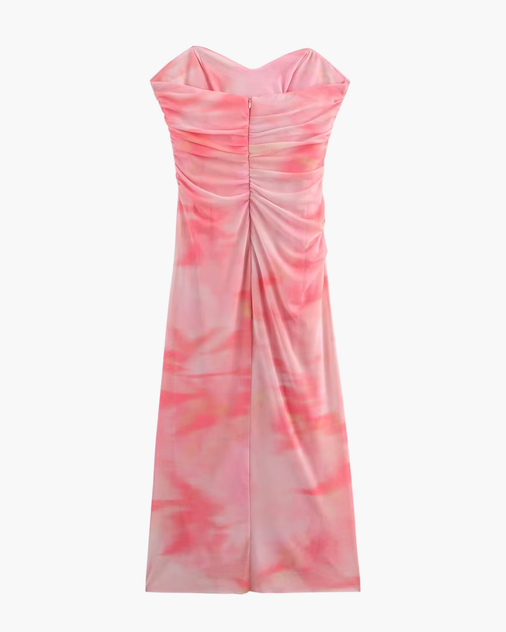 Strapless Geplooide Jurk met Splitzoom en Open Rug voor Dames