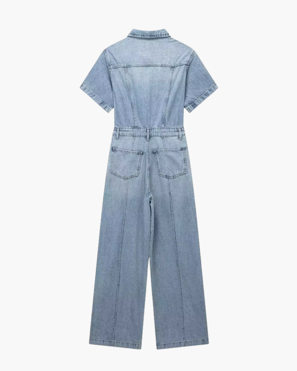 Vintage Blauwe Denim Jumpsuit met Ritssluiting voor Dames