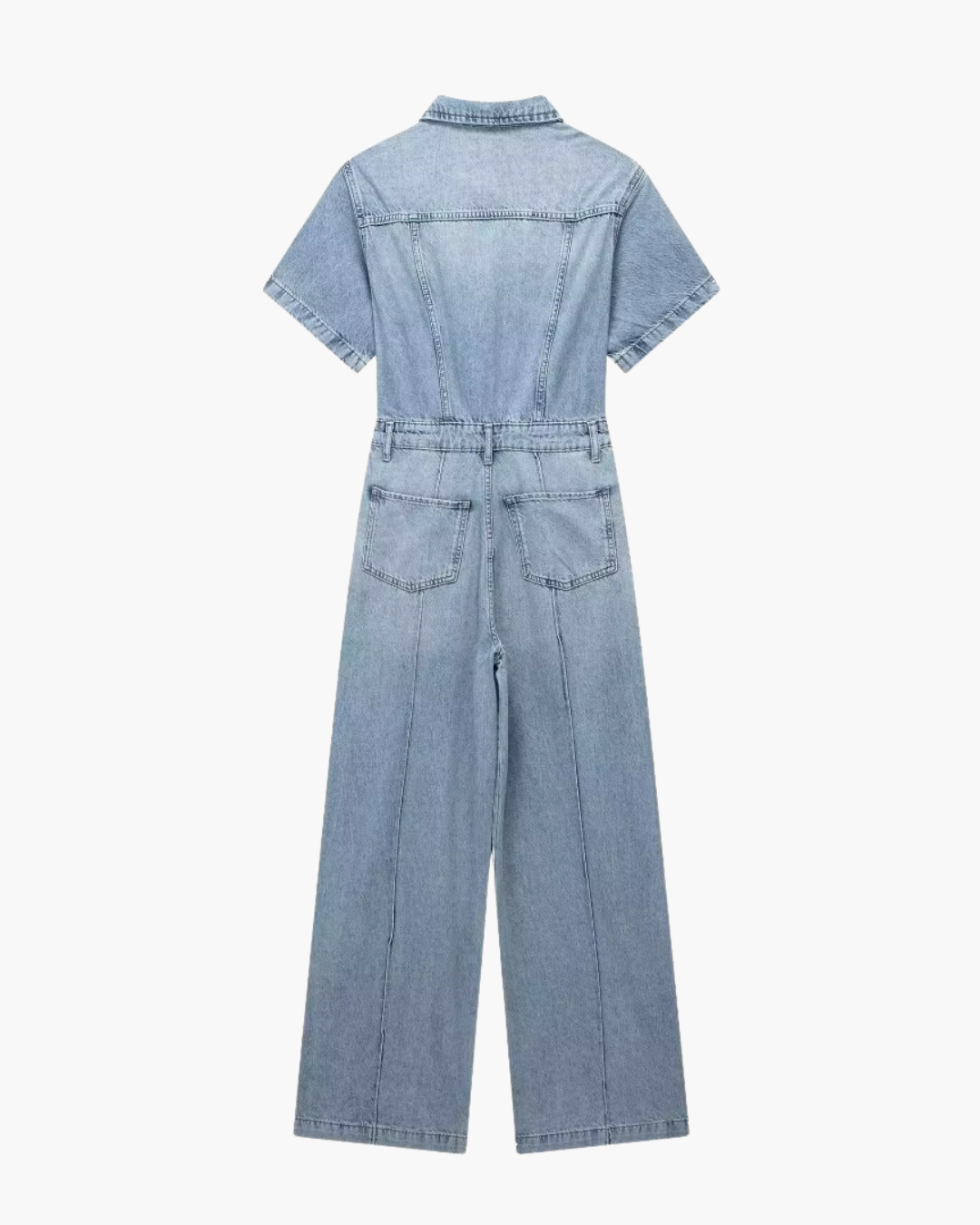 Vintage Blauwe Denim Jumpsuit met Ritssluiting voor Dames