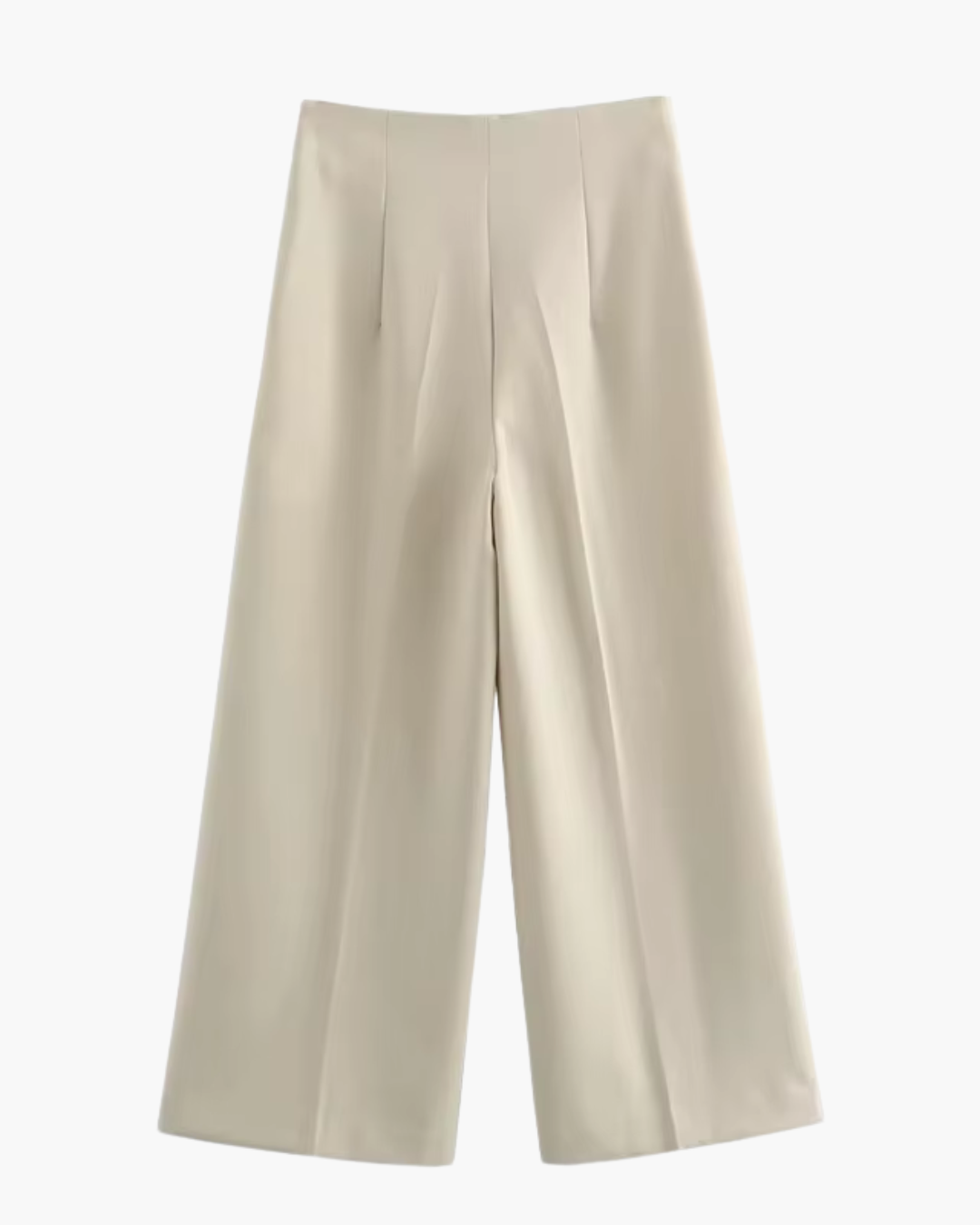 Hoge Taille Beige Wijde Pijpen Broek voor Dames