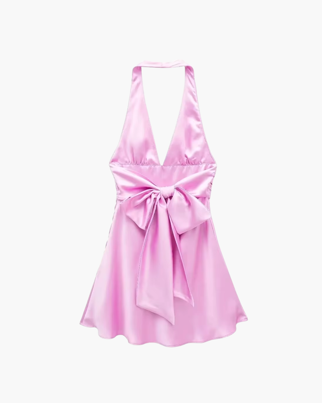 Satijnen Halter Mini-Jurk met Rugstrik voor Dames