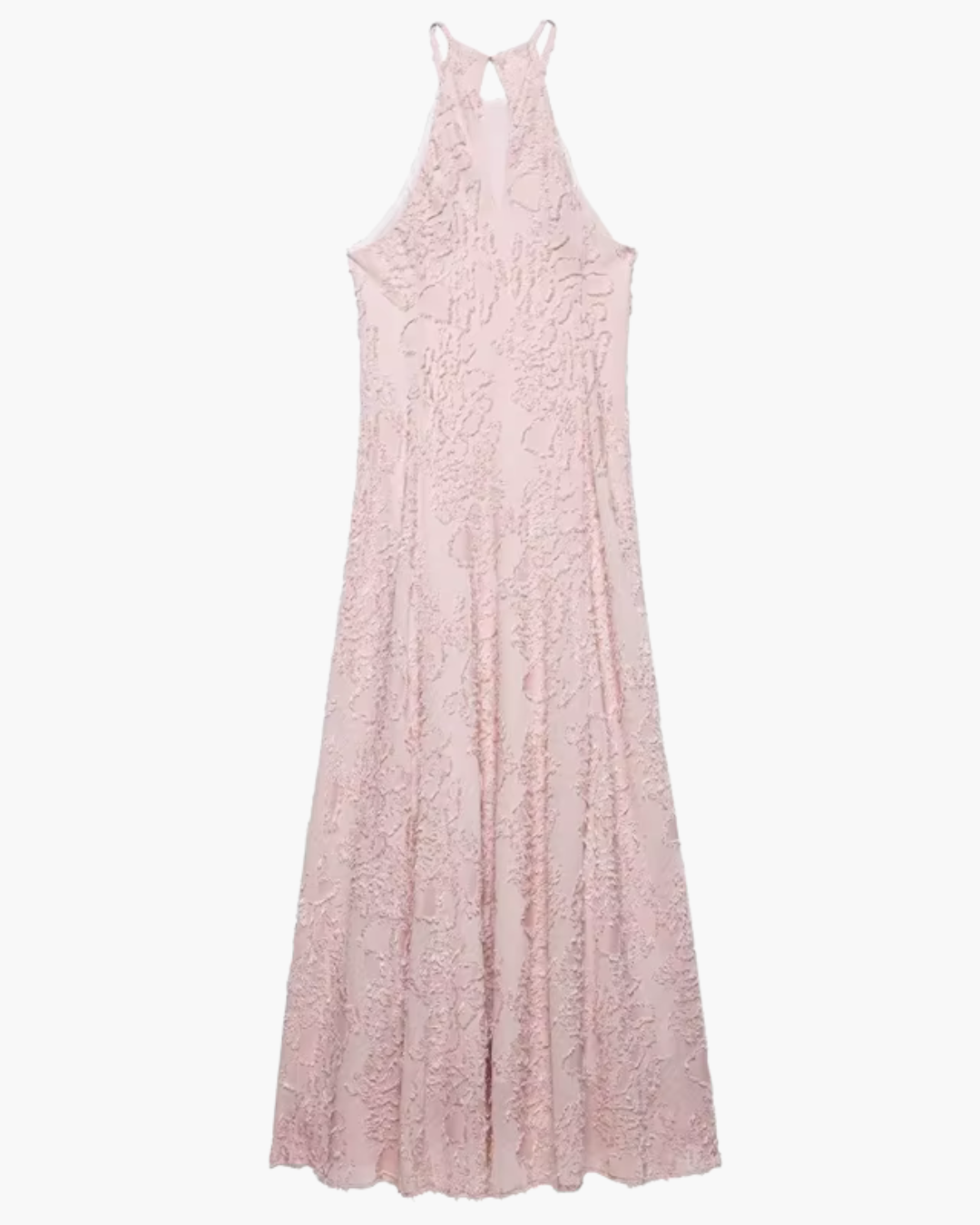 Getextureerde Halter Maxi-Jurk met Open Rug voor Dames