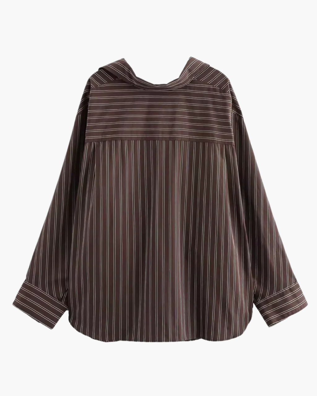 Bruin Gestreept Overhemd met Vleermuismouwen voor Dames