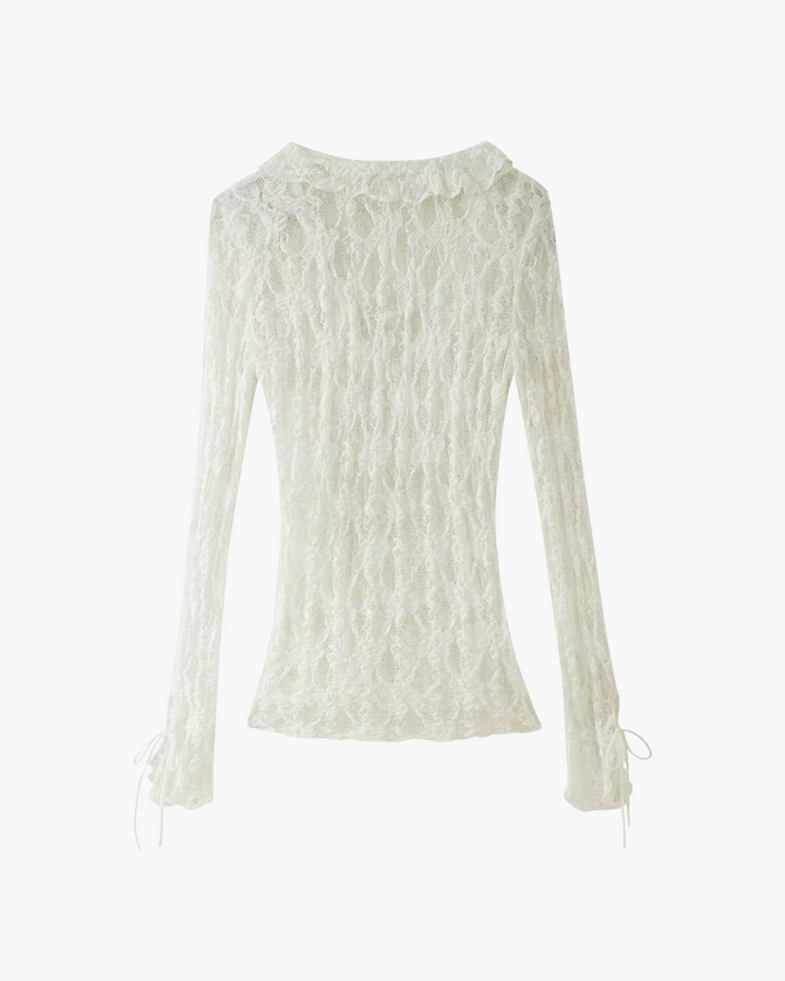 V-hals Blouse met Kant en Lange Mouwen voor Dames