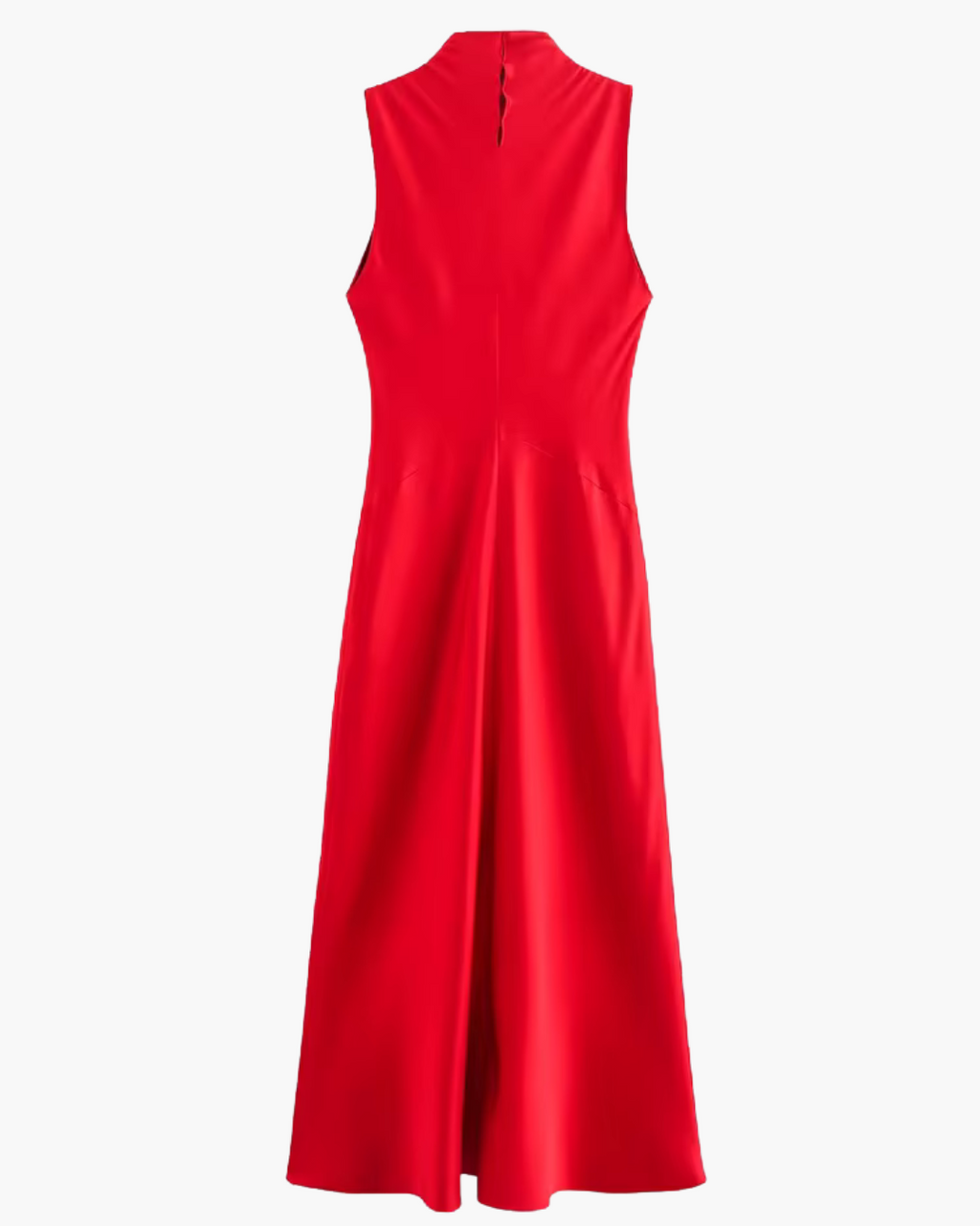Rode Satijnen Geplooide Midi-Jurk met Open Rug voor Dames