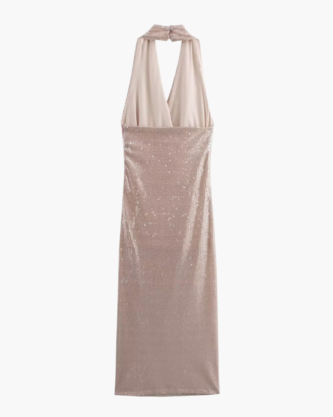 Hangende Halskraag met Open Rug Midi Jurk met Pailletten voor Dames