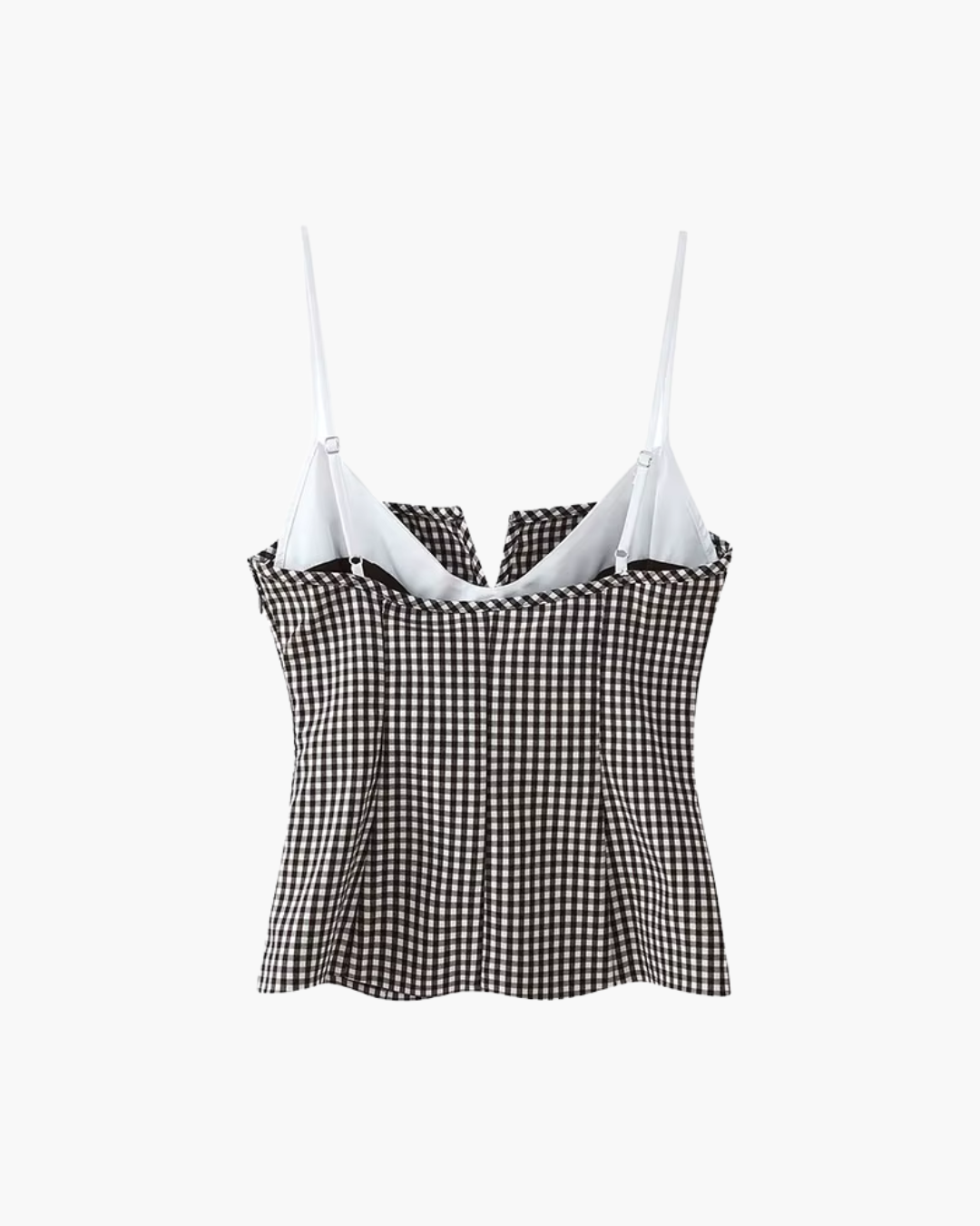 Patchwork Plaid Tanktop met Open Rug en Rits voor Dames