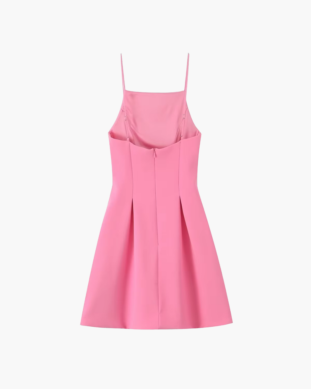 Zoete Effen Roze Geplooide Mouwloze Mini Jurk voor Dames