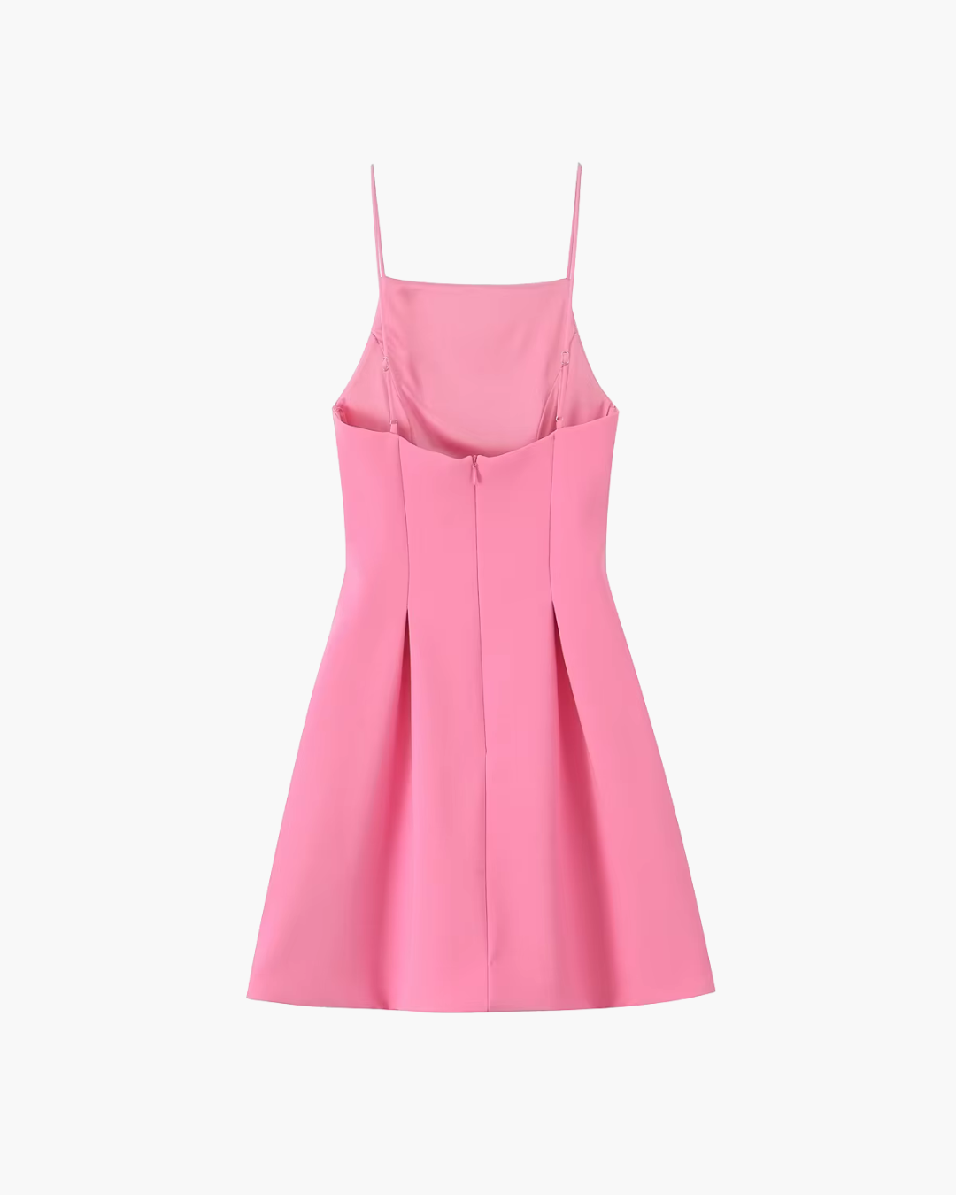 Zoete Effen Roze Geplooide Mouwloze Mini Jurk voor Dames