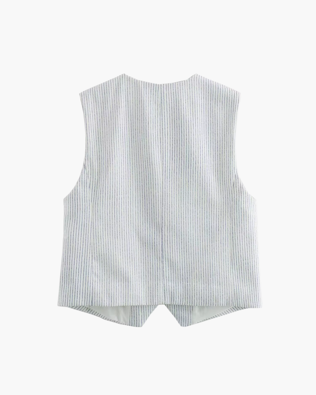 Gestreept Kort Vest met V-Hals Voor Dames