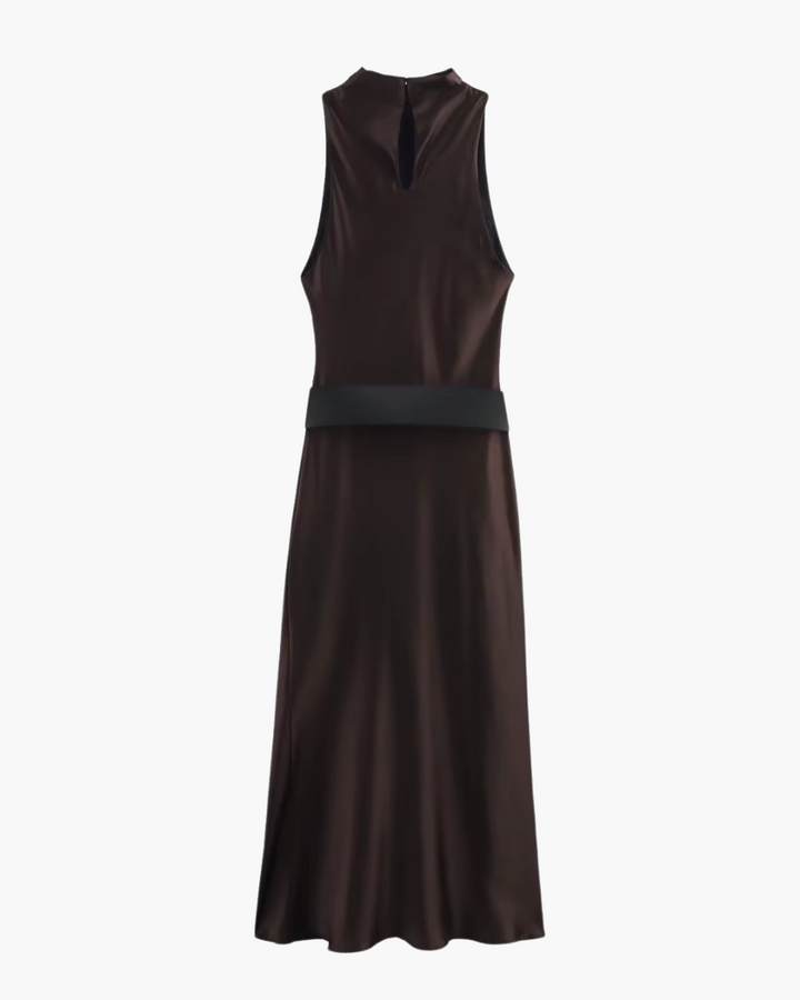 Elegante Satijnen Riemjurk in Vintage Bruin voor Dames