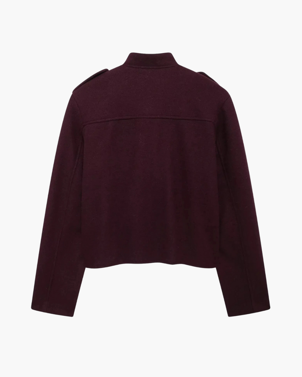 Bordeaux Rode Streetstyle Jas met Revers en Zakken voor Dames