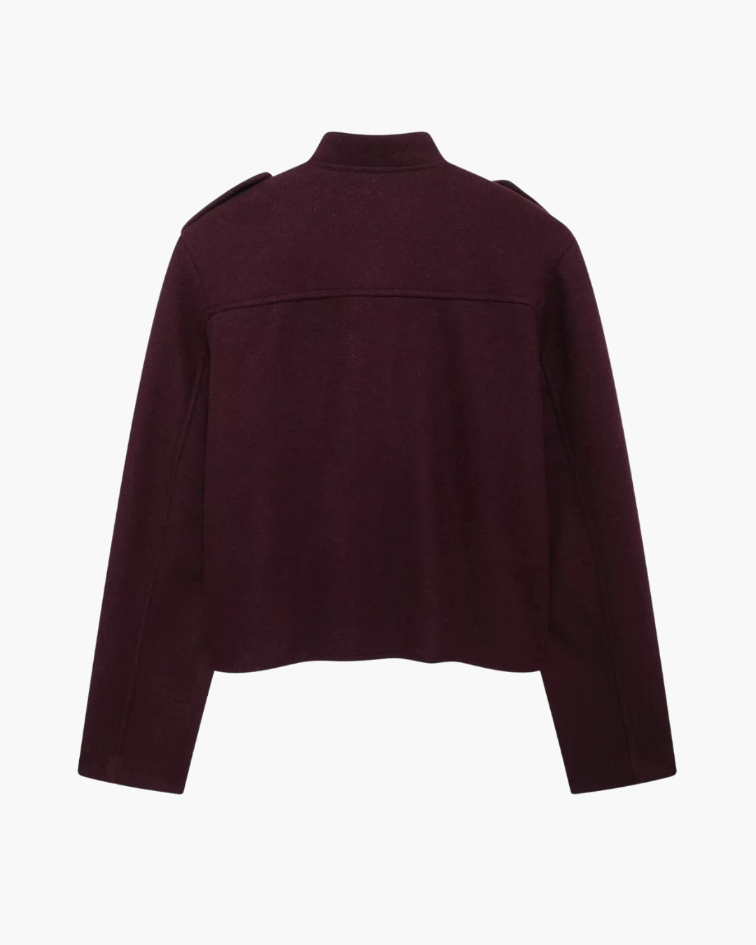 Bordeaux Rode Streetstyle Jas met Revers en Zakken voor Dames