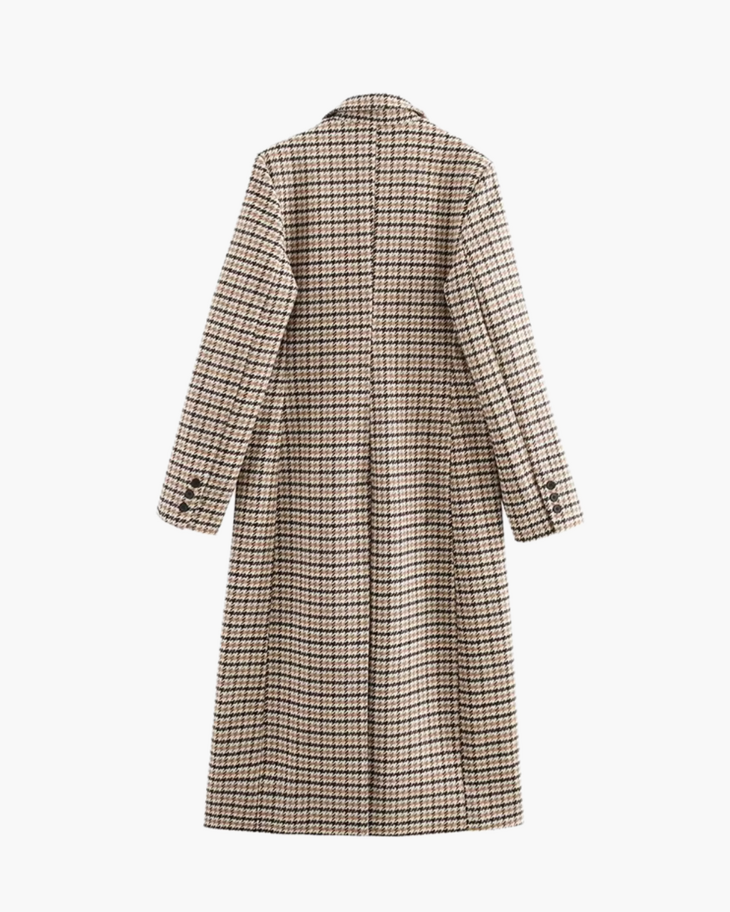 Geruite Wollen Elegante Lange Jas voor Dames